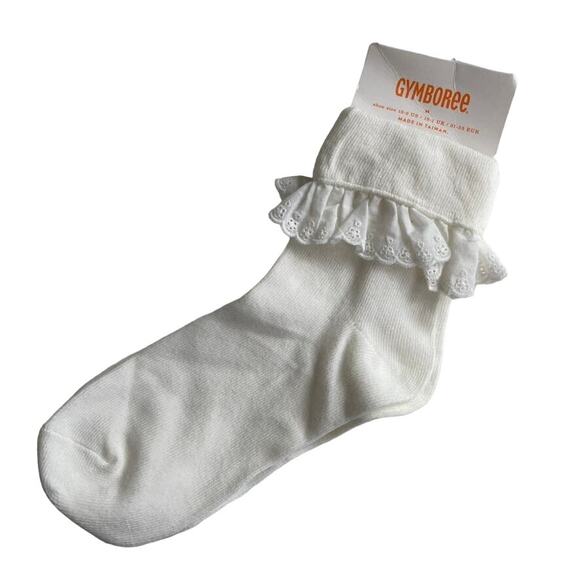 Gymboree NEW Eyelet Lace Trim Socks - White - Medium - Picture 1 of 4